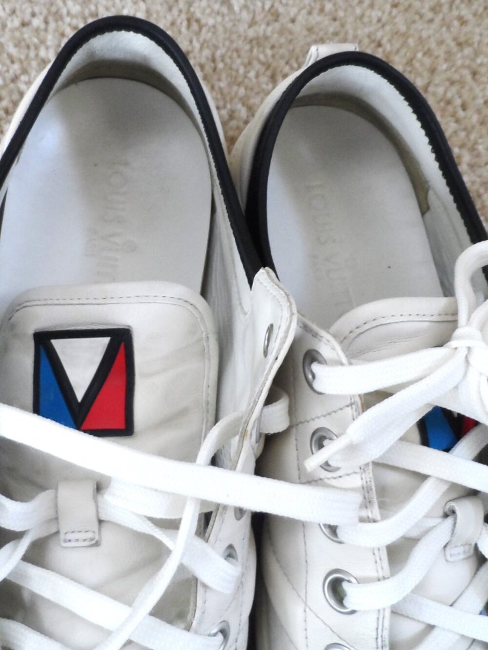 Louis Vuitton Off-White Leather baseball sneakers size 39/9US - Picture 5 of 15